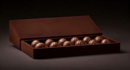 Obraz premium Elegant velvet box filled with delectable dark chocolate truffles presented in luxury