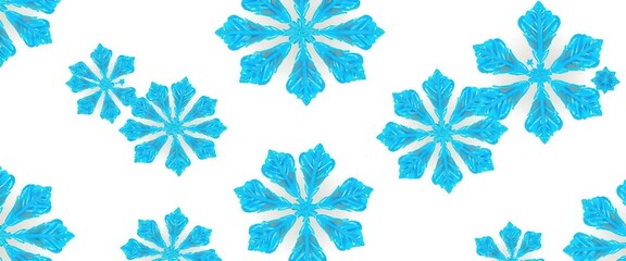 Fototapeta premium Intricate blue snowflake pattern on white background, perfect for winter holiday designs, seamless, season