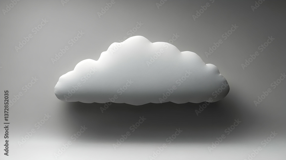 Aufkleber fluffy white cloud illuminated with soft gradient floating above a grey surface evoking peaceful and