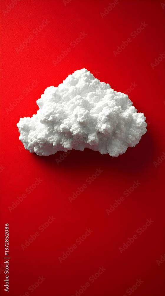 Poster fluffy white cloud in bright red backdrop with light play forming an intriguing contrast a simple ar