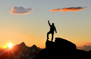 passion for the summit, the triumph of a successful person and the lover of the summit