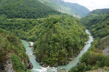 Tara River Canyon in Montenegro and the Djurdjevich Bridge.