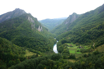 Tara River Canyon in Montenegro and the Djurdjevich Bridge.