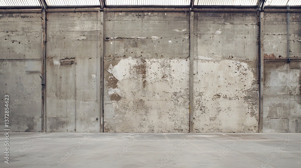 Poster raw industrial: the stark simplicity of aged concrete walls and weathered textures create a compelli