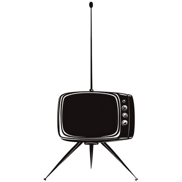 recommend clip art: Realistic, Retro TV antenna silhouette illustration, authentic mid-century style, isolated transparent background.