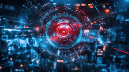 An AI engineer designing intelligent surveillance systems for smart cities, high-tech security center with live camera feed monitoring, High-tech style