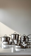 Stainless steel cooking pots and pans Culinary Equipment Kitchenware Restaurant Catering Metal Tool Kitchen Counter