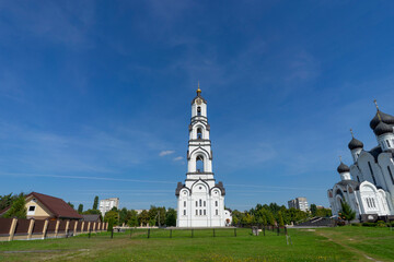 St. Theodore Cathedral and bell tower built in Russian style in the center of ancient Pinsk, Belarus
