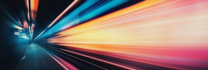 A colorful lighted train track