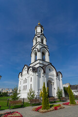 St. Theodore Cathedral and bell tower built in Russian style in the center of ancient Pinsk, Belarus
