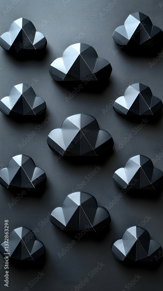 Aufkleber geometric clouds arranged in a neat grid on a dark background offering a modern and sophisticated ae
