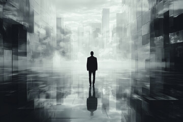 Fototapeta premium Transforming a landscape of shadows into pathways of light and hope