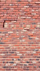 Obraz premium Rustic red brick wall texture, wide angle view, retro, exterior