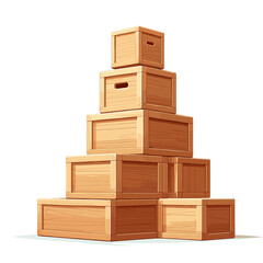 Vector illustration of stacked wooden shipping crates and boxes. Ideal for moving service, storage solution visualization, or logistics company promotional materials.