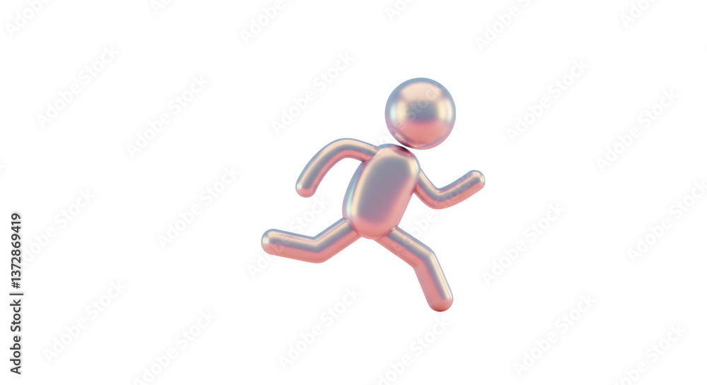 Poster isolated chrome runner character in action