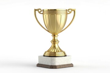 Fototapeta premium Shiny Gold Trophy on Marble Base With Elegant Design Generative AI