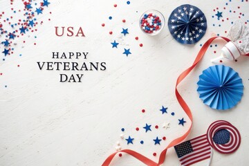 Obraz premium Celebrate Veterans Day With Patriotic Decorations and Colors Generative AI