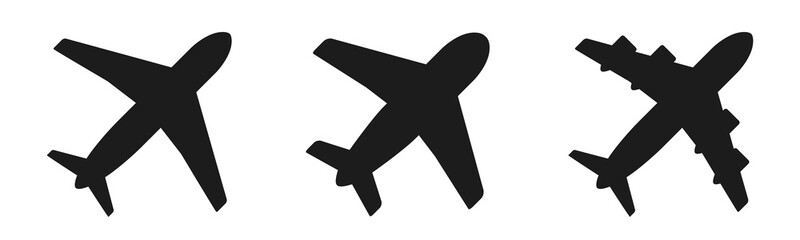 Obraz premium Airplane icon symbol set, collection plane sign