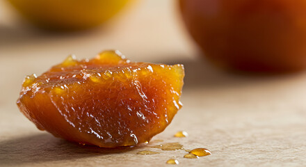 Detailed quince paste slice showcasing its delectable texture and glossy finish