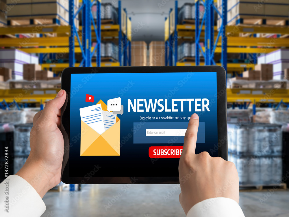 Poster newsletter signup page on computer for customer to subscribe snugly newsletter update information to