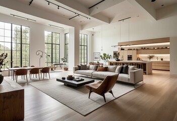 Fototapeta premium A living room filled with furniture and plants.