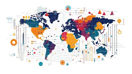 Graphical representation of market expansion, illustrating global business growth and reach.
