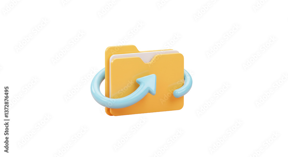 Poster isolated folder with arrow circulation symbol for data transfer
