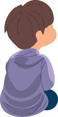Illustration of a Boy Sitting from Behind