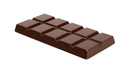 Delicious chocolate bar isolated on a clean white backdrop ready to eat