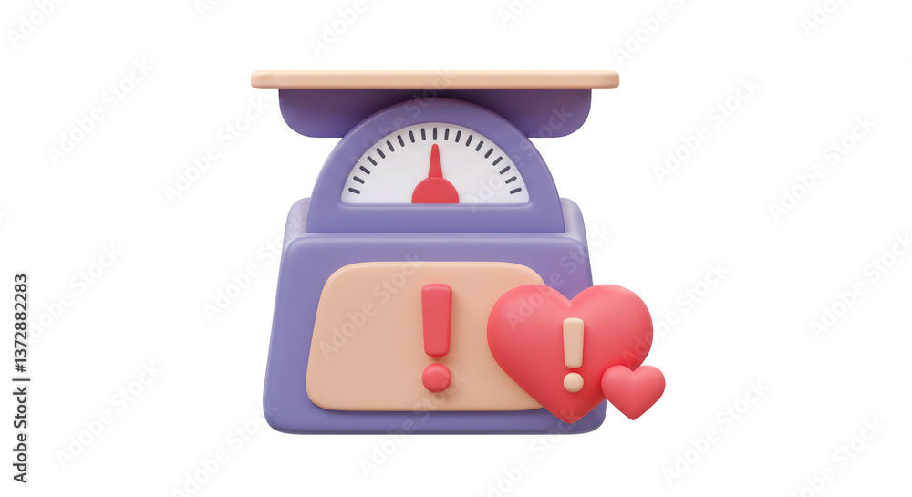 Poster isolated scale with heart warning