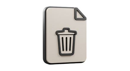 Isolated Deleted File Icon with Trash Can
