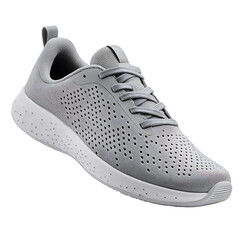 Comfortable Gray Athletic Shoes with Breathable Mesh Isolated on Transparent Background