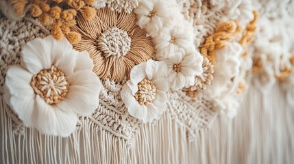 Handmade macrame wall hangings, infusing your space with bohemian charm and artisanal craftsmanship through woven patterns.