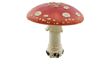 Isolated Red and White Fly Agaric Mushroom