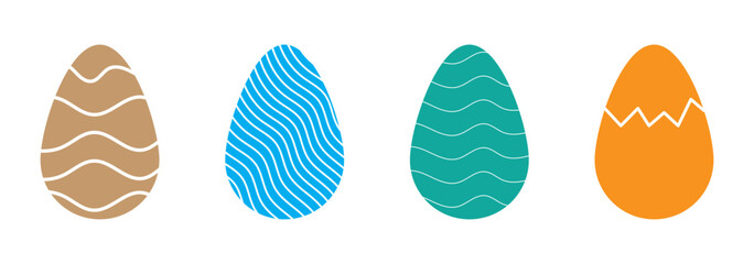 Easter eggs drawn by continuous one line. Minimalist style Happy Easter concept. Greeting banner design. Vector illustration.