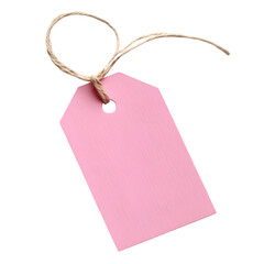 Pink gift tag with twine bow blank label,