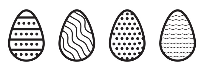 Easter egg black soild silhouette vector on transparent png background