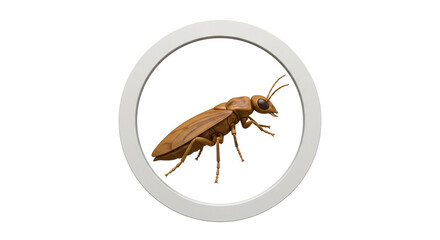 Isolated Detailed Cockroach Insect in a Circle Frame