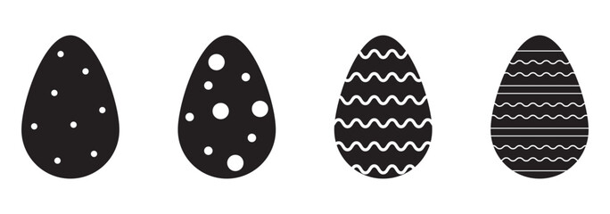 Easter eggs drawn by continuous one line. Minimalist style Happy Easter concept. Greeting banner design. Vector illustration.