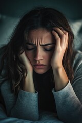 Sleepless woman suffering from insomnia