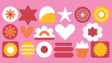 Playful Geometric Floral Shapes in Pink Tones