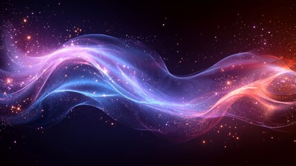 A blue and pink wave of light on a dark background