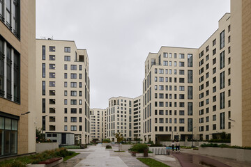 A Modern Urban Apartment Complex featuring a striking Contemporary Architectural design style