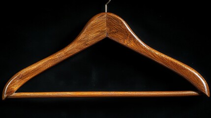 A wooden hanger on a black background