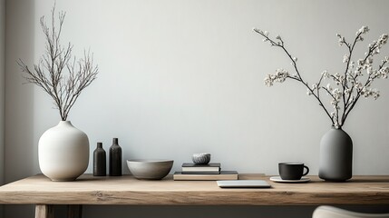 Modern minimalist home decor items, focusing on sleek, functional designs that prioritize simplicity and elegance.