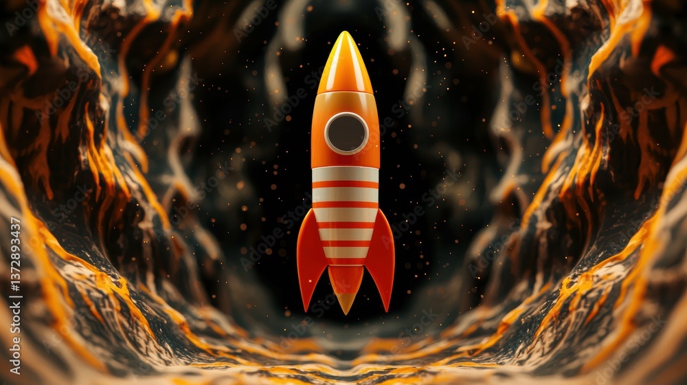 Poster rocket launch event cosmic environment digital art sci-fi concept high-resolution viewpoint