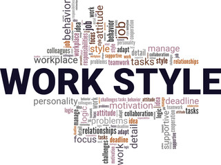 Work Style word cloud conceptual design isolated on white background.