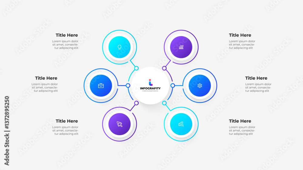 Leinwandbilder a circular infographic showcases interconnected concepts using minimalist design and vibrant colors,