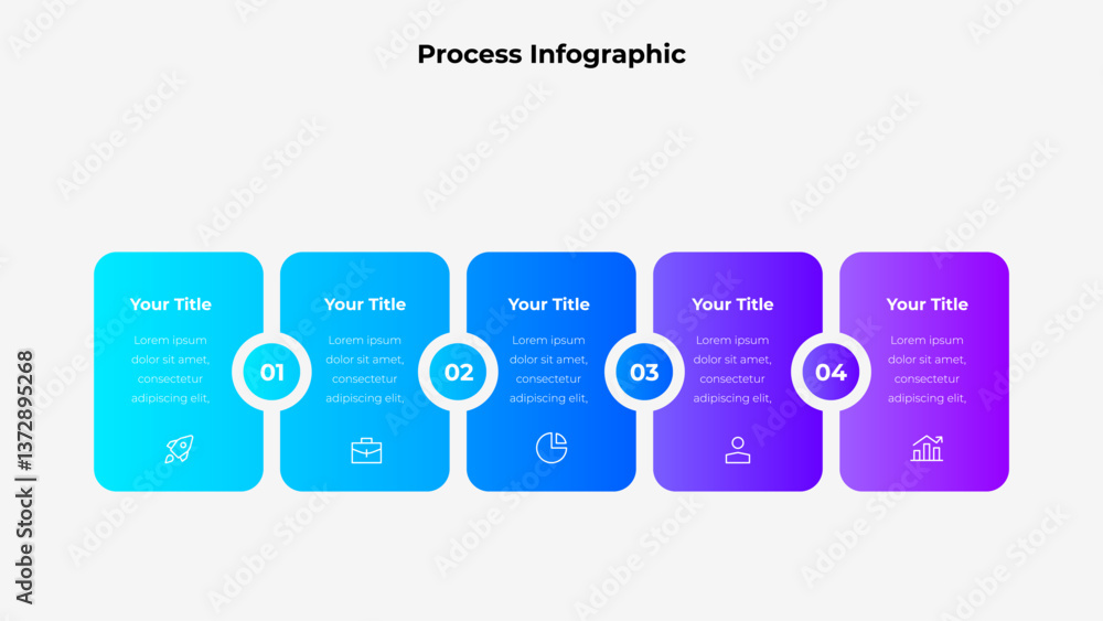 Poster step-by-step business process infographic with modern gradient design
