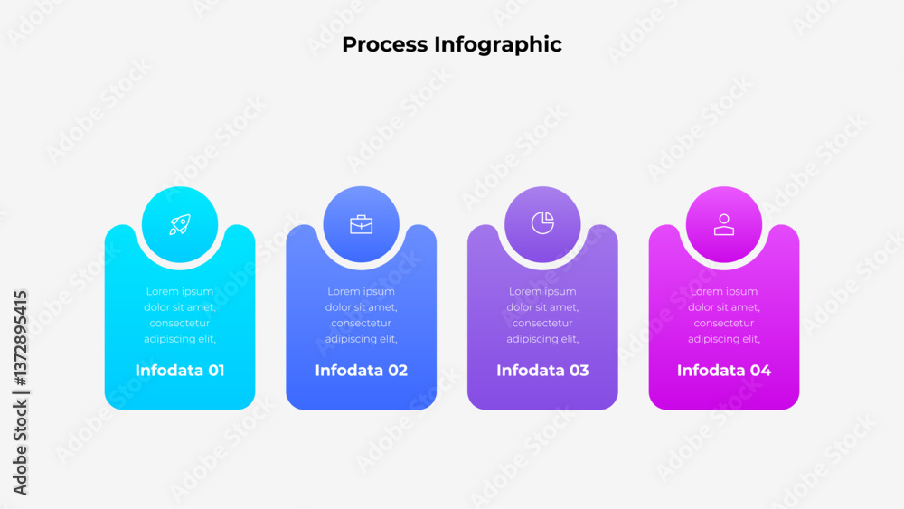 Poster Colorful Process Infographic Four Steps Workflow Chart with Modern Design